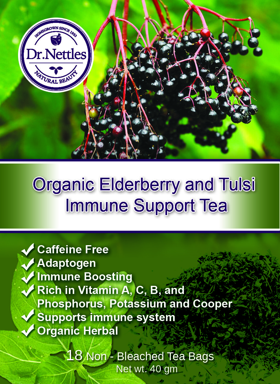 Elderberry and Tulsi Immune Tea Organic Dr Nettles Brand