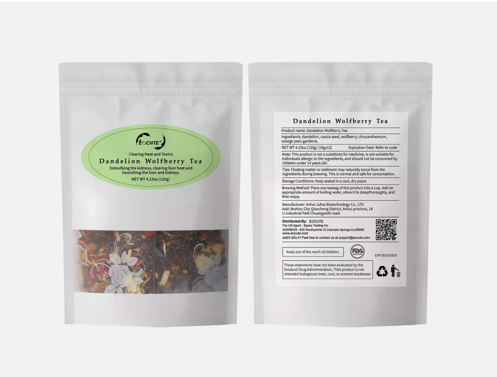 Dandelion Wolfberry Tea, Kidneys & Liver Herbal, Detox Cleanse Detox Herbal Tea