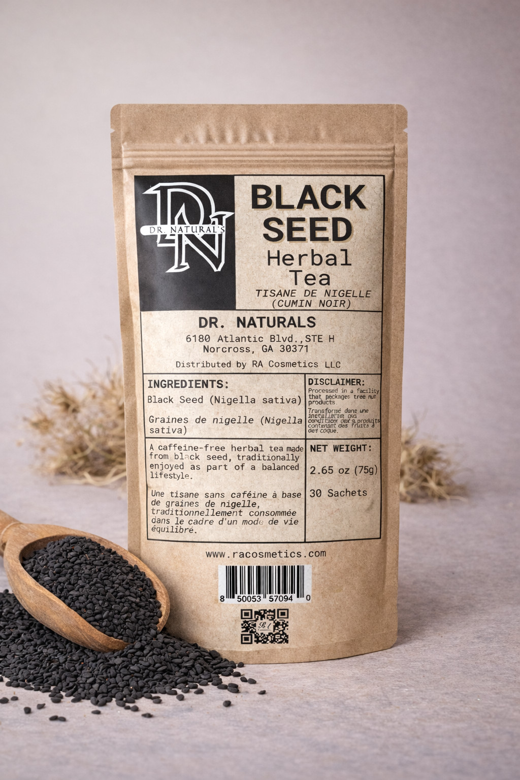 RA Cosmetics – Black Seed Herbal Tea – 2.65oz (30 Sachets) Caffeine Free