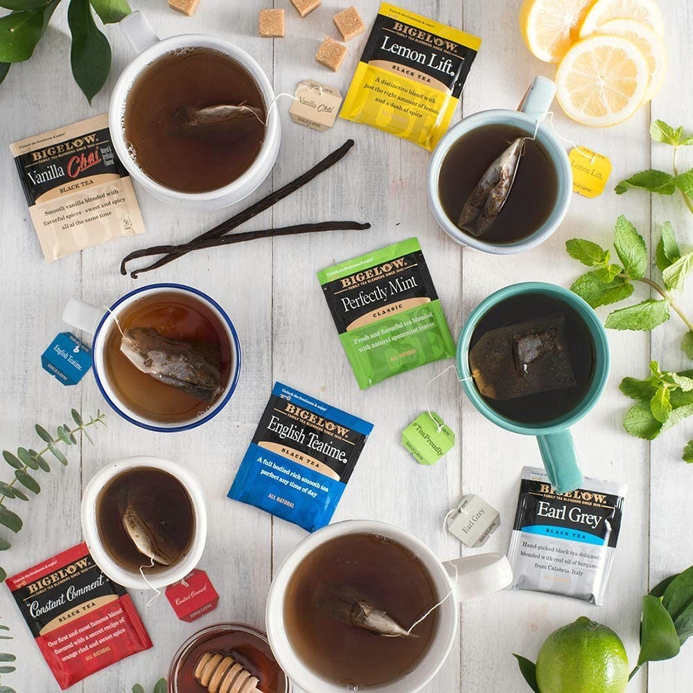 Bigelow Tea Bags – Sampler Variety Pack – Green, Black, Herbal, English, 48 & 96