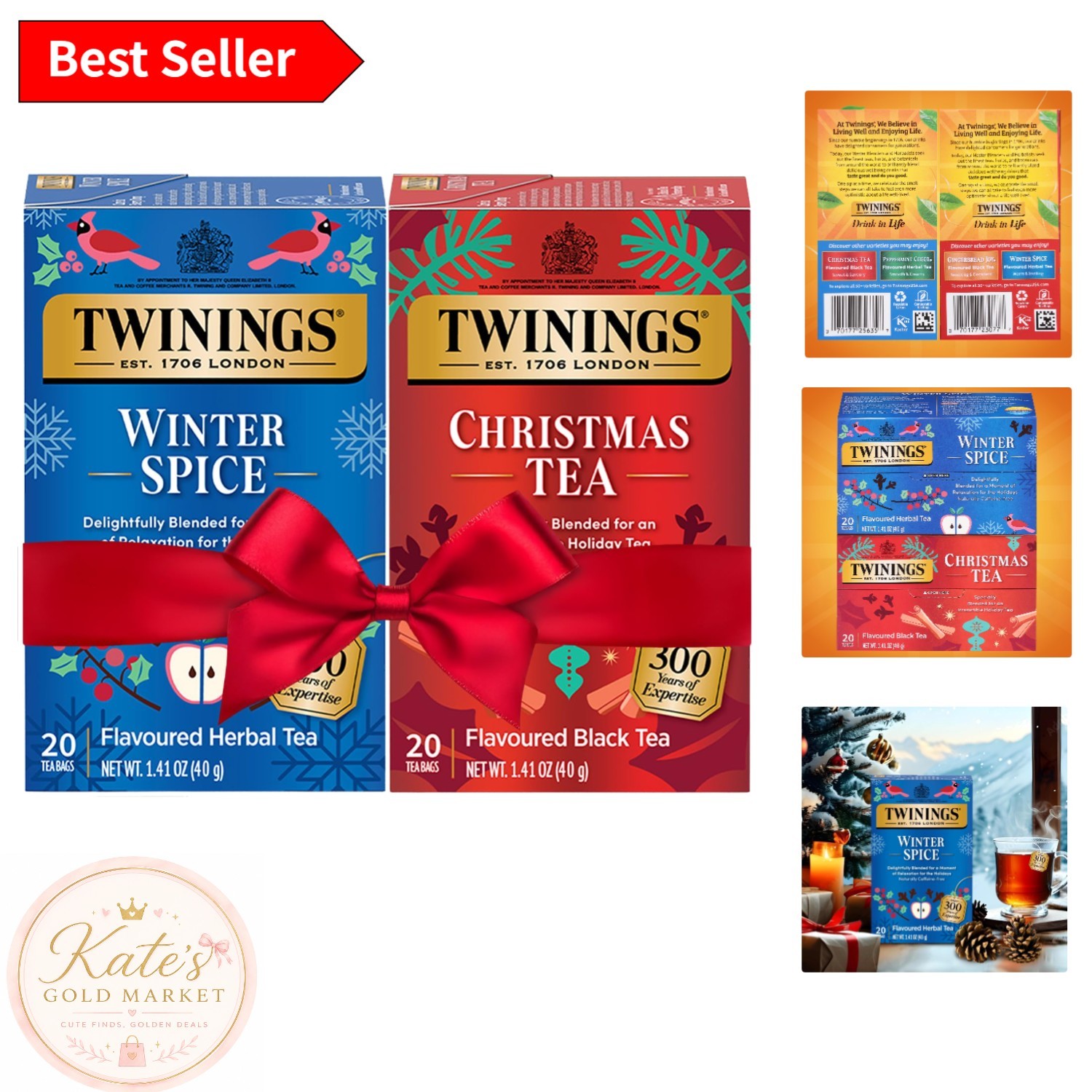 Celebrate with Holiday Tea Variety – Sweet Spices & Relaxing Flavors, 40 Bags