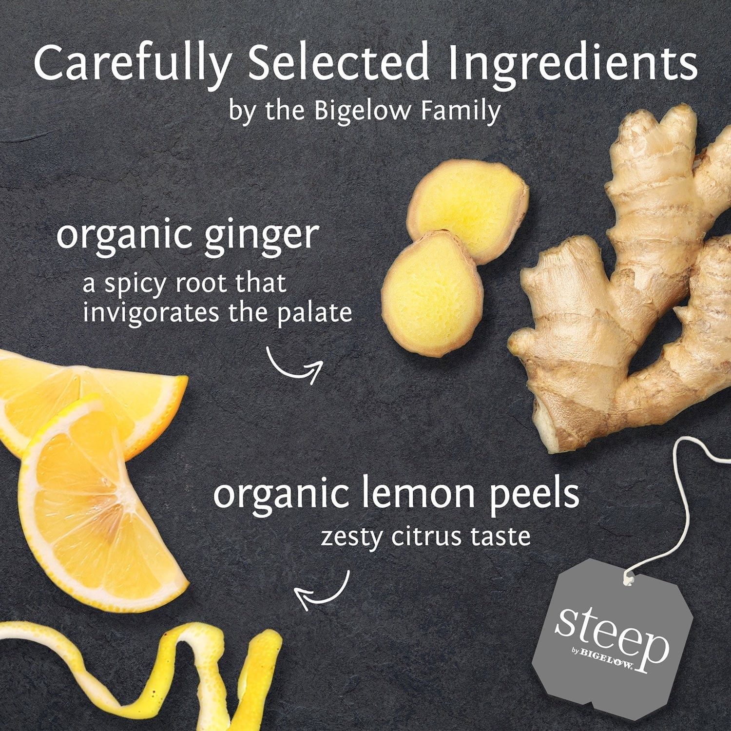 (2 Pack ) steep by Bigelow Lemon Ginger Herbal Tea ( 60 ct.)