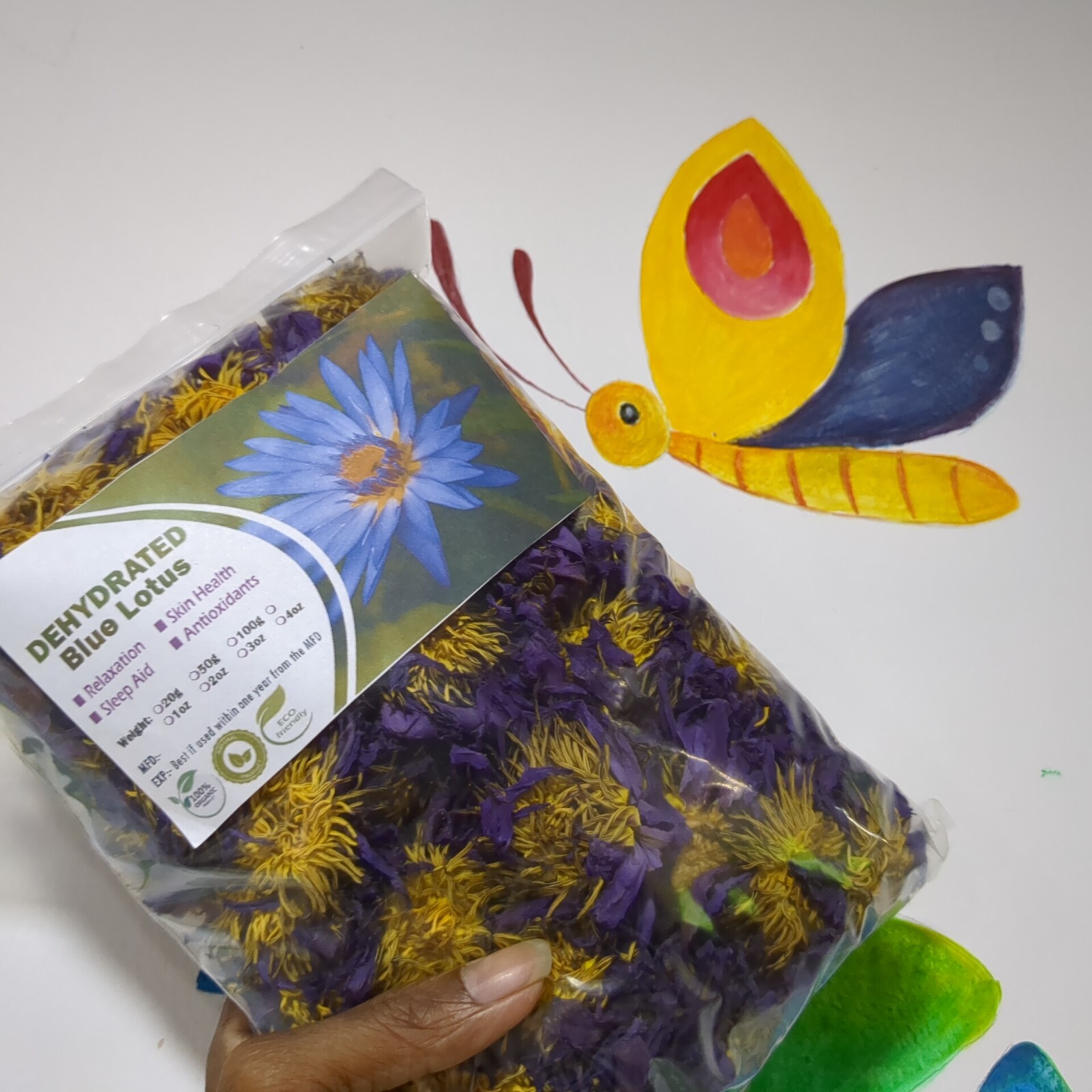 Blue Lotus Flower Nymphaea Caerulea, Egyptian Water Lily Flowers Lucid Dream 5oz