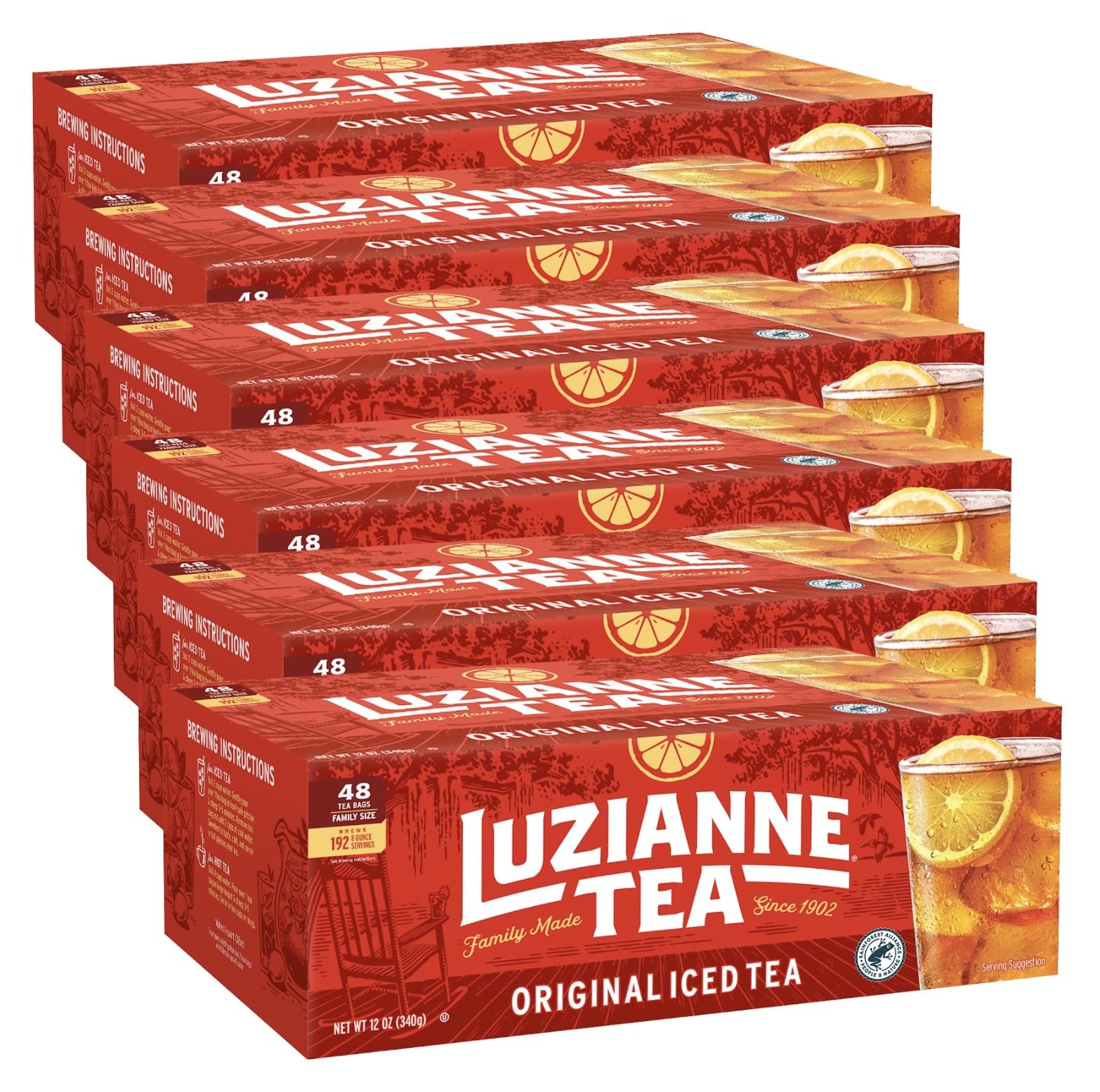 Unsweetened Iced Tea Bags, Family Size, 48 Count Box – 6 Pack