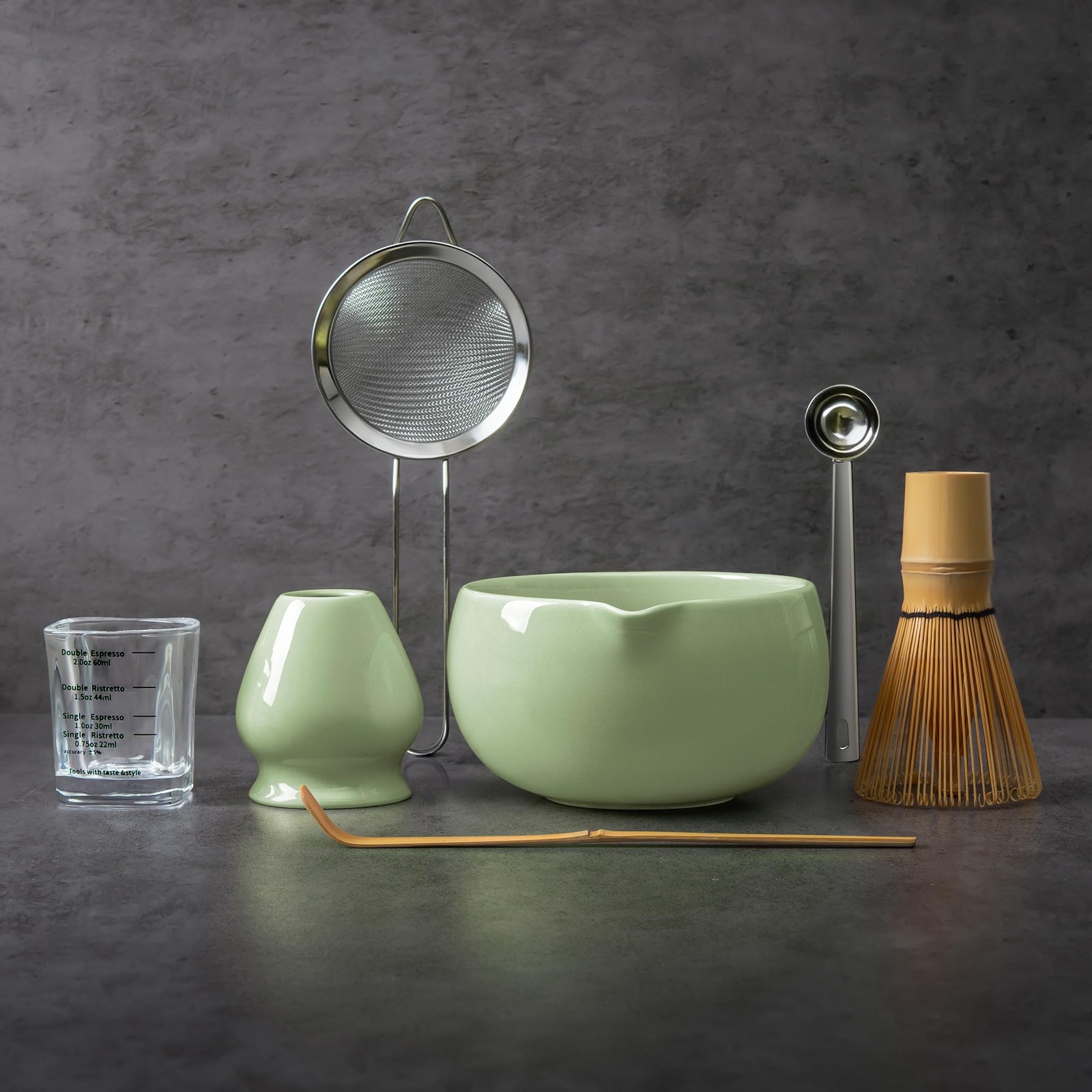 YIBO Matcha Whisk Set, Matcha Kit Bamboo Whisk and Ceramic Bowl with Spout & …