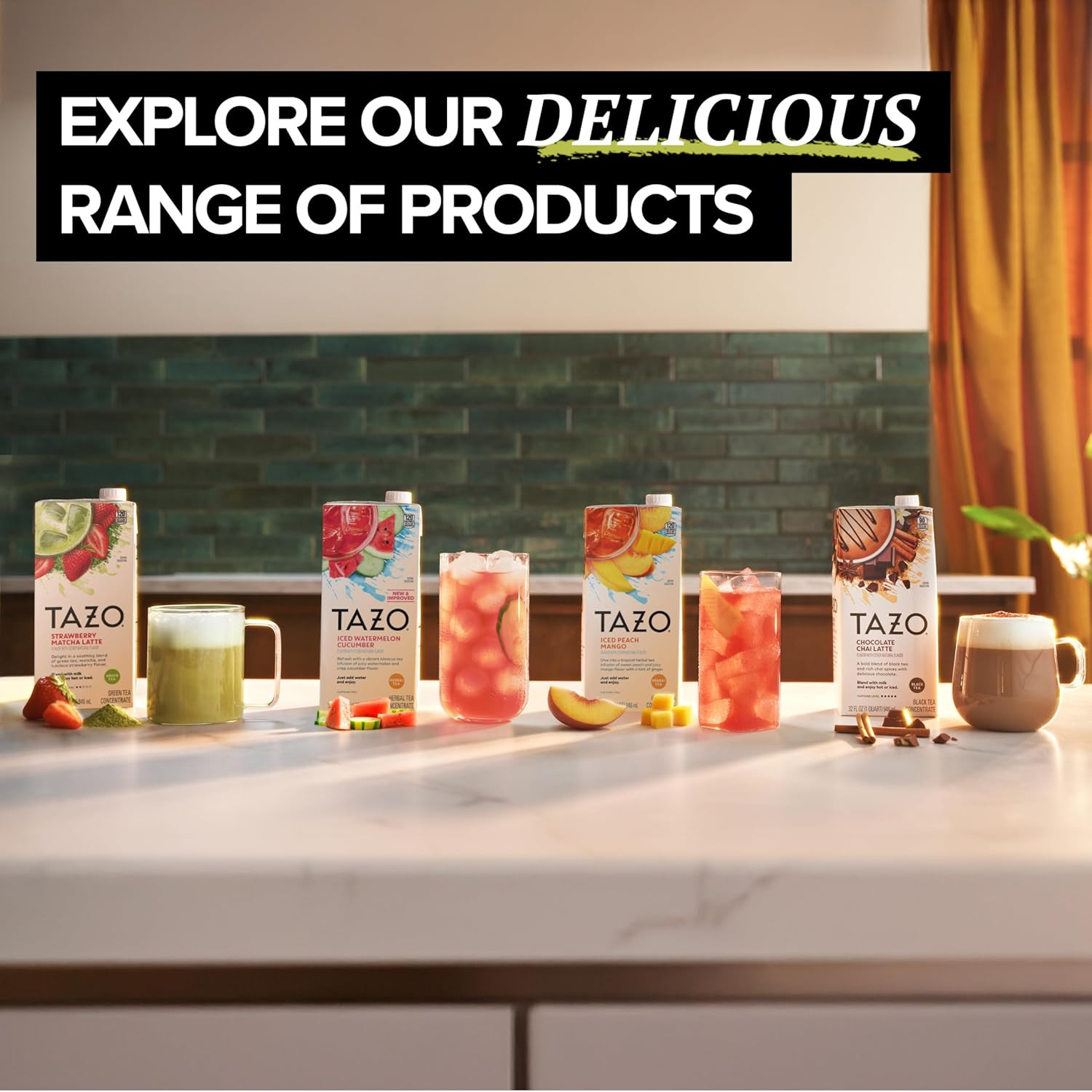 TAZO Strawberry Matcha Latte Concentrate, Sweetened Green Tea and Matcha Flavor,