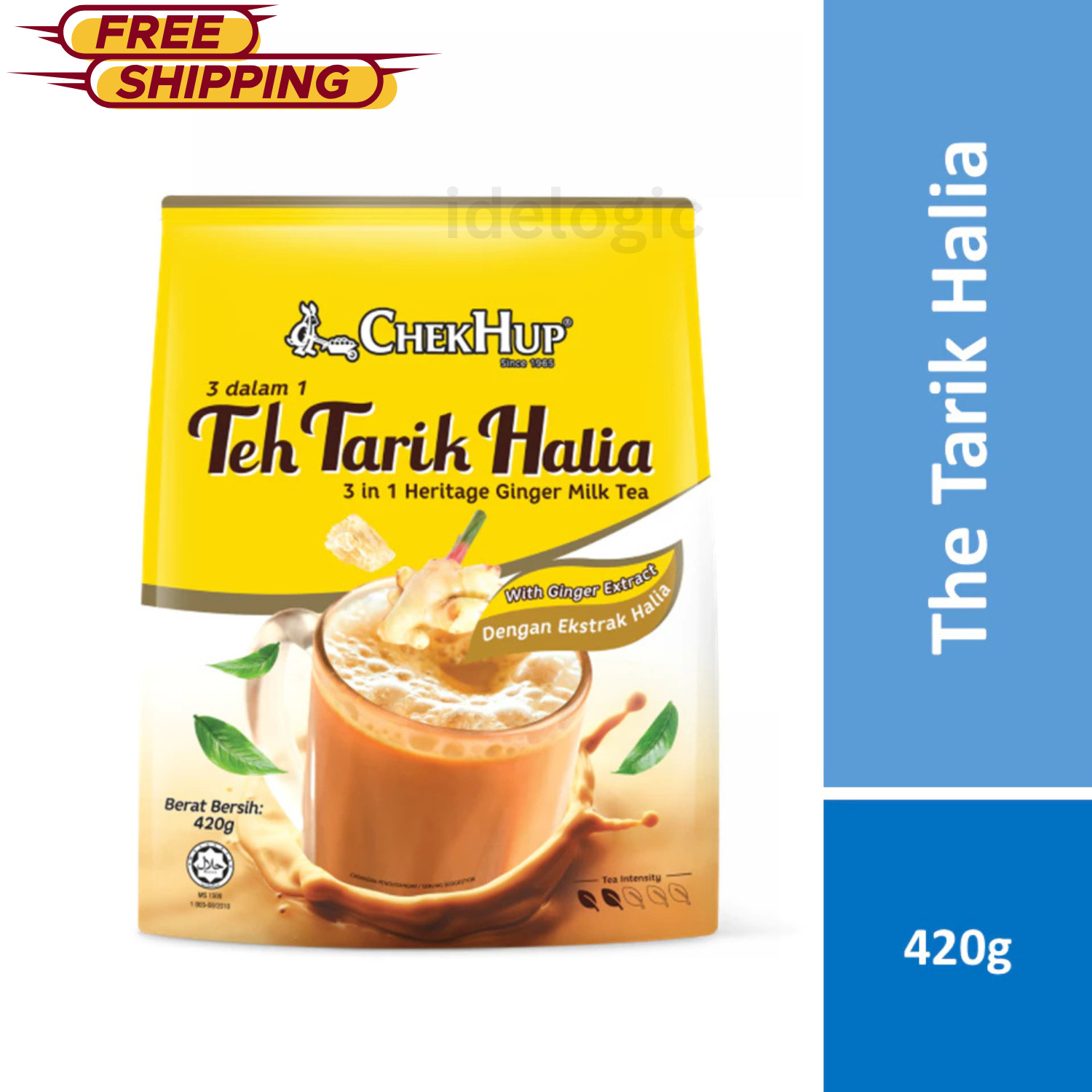 Teh Tarik Halia Ginger Milk Tea 2 Pack Chek Hup 3in1 (12 Sachets) Free Shipping
