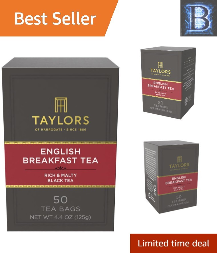 Allergen-Free English Breakfast Black Tea Bags – 50 Count, Infuse for Perfection