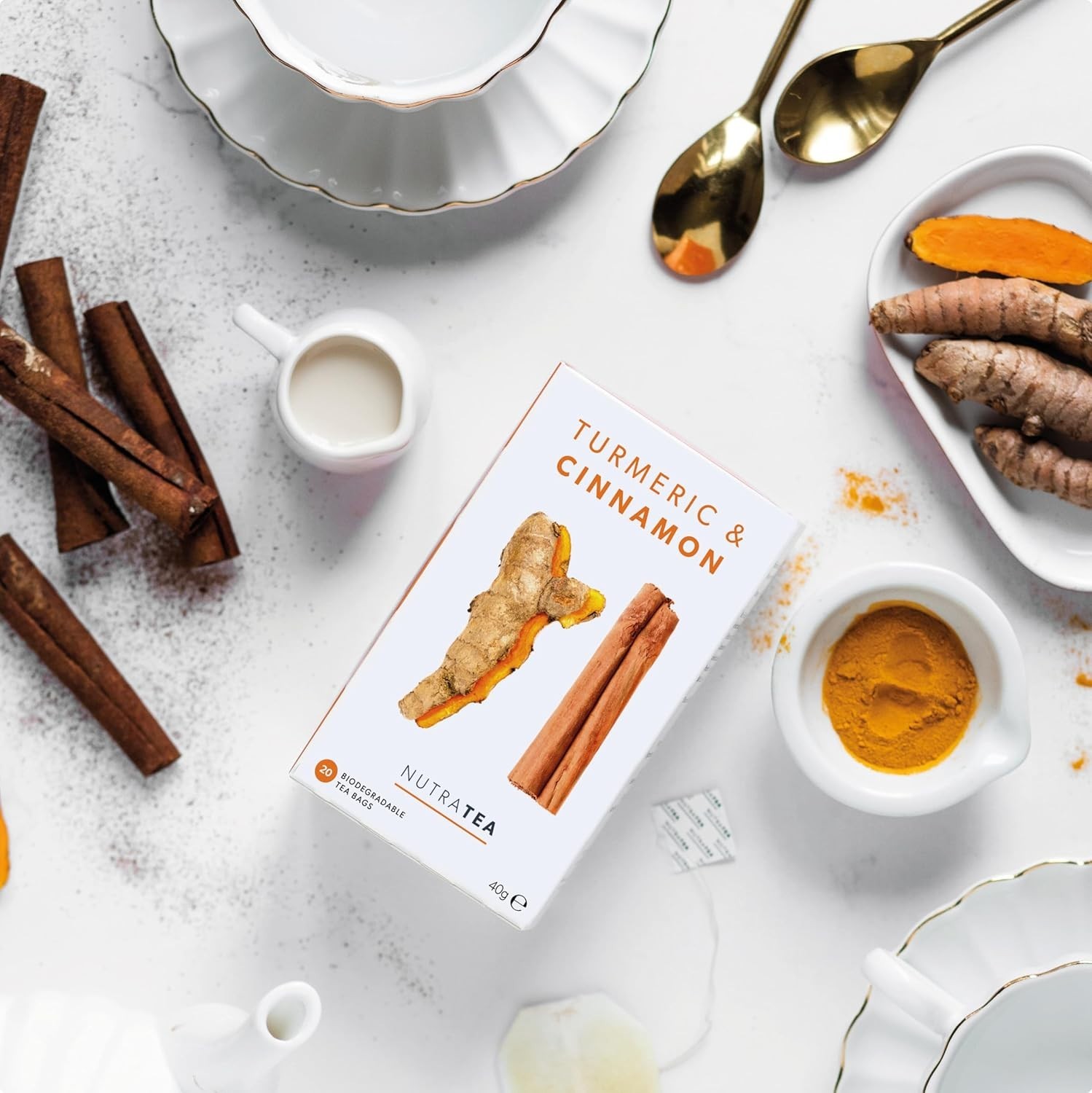 20 Individually Wrapped Turmeric & Cinnamon Teabags – Herbal Blend for Health