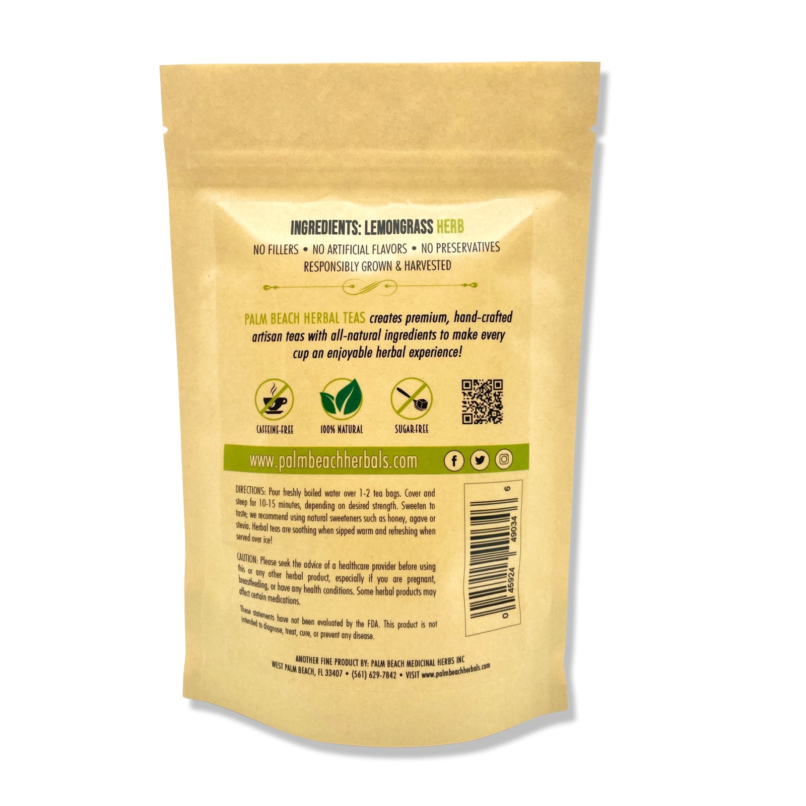 Lemongrass Tea by Palm Beach Herbals | 30ct, Caffeine-Free