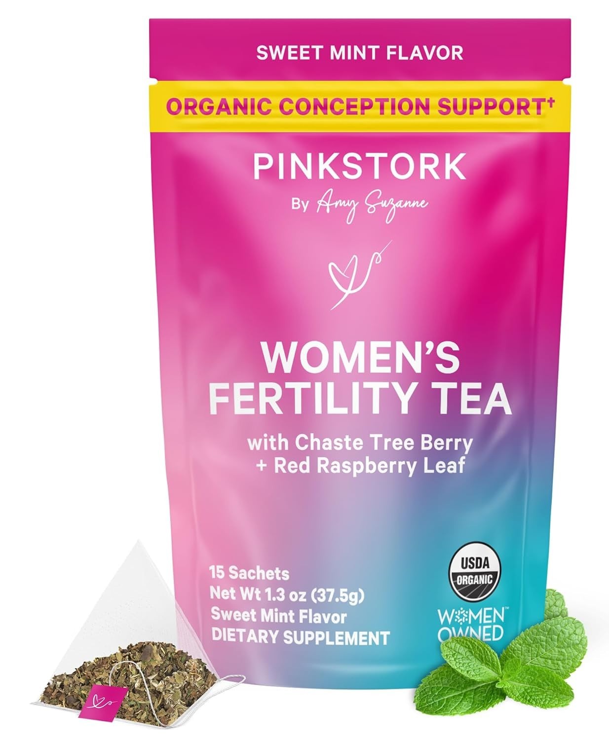 Sweet Mint Organic Fertility Tea for Women – 15 Sachets of Vitex & Raspberry