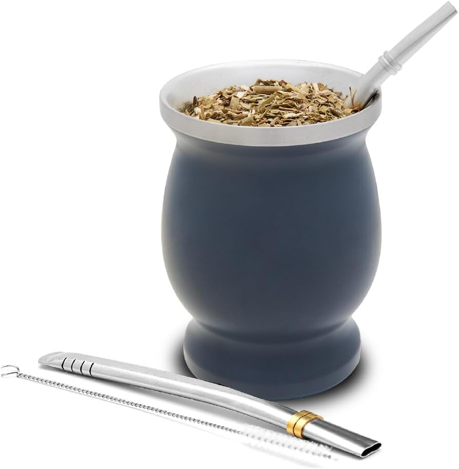 Stainless Steel Double-Wall Mate Cup and Bombilla Set – Yerba Mate Set Includes