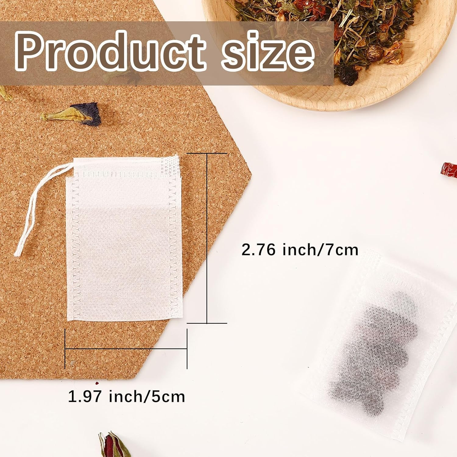 Bolsas de te vacias con cordon para te suelto de 2×3 pulgadas juego de 300 pcs