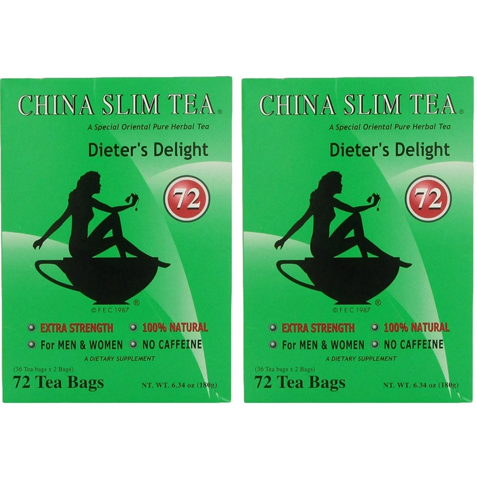 China Slim Tea Bag Dieter’s Delight, Large72 Tea Bags -Pack of 2 ( 144 Tea Bags)