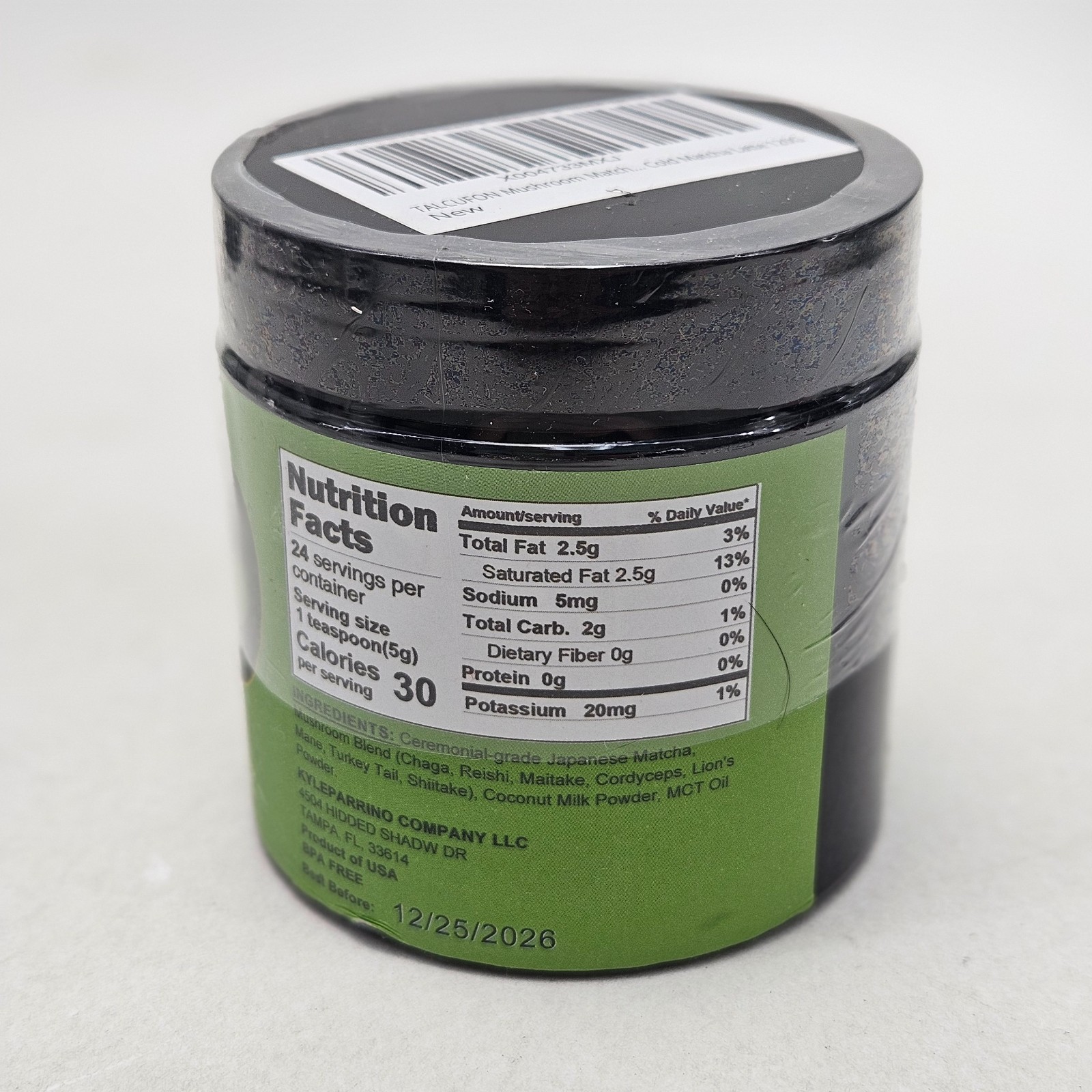 2 TALCUFON 7 Mushroom Japanese Matcha Hot or Cold Latte 4.23 Oz, 7 Superfood GF