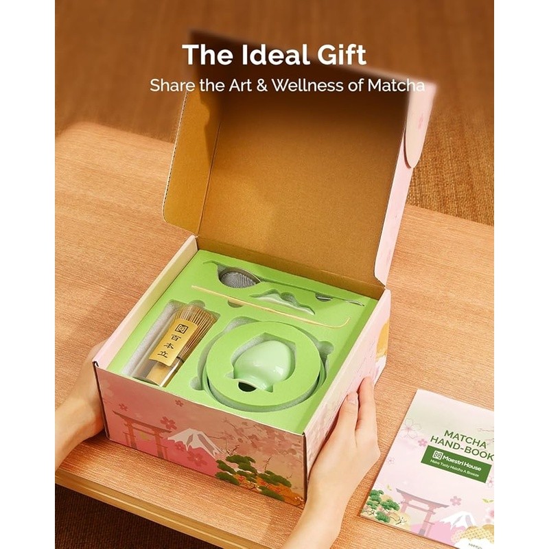 Complete Matcha Set 7 Piece Kit Bamboo Whisk Matcha Bowl Tea Ceremony Gift New