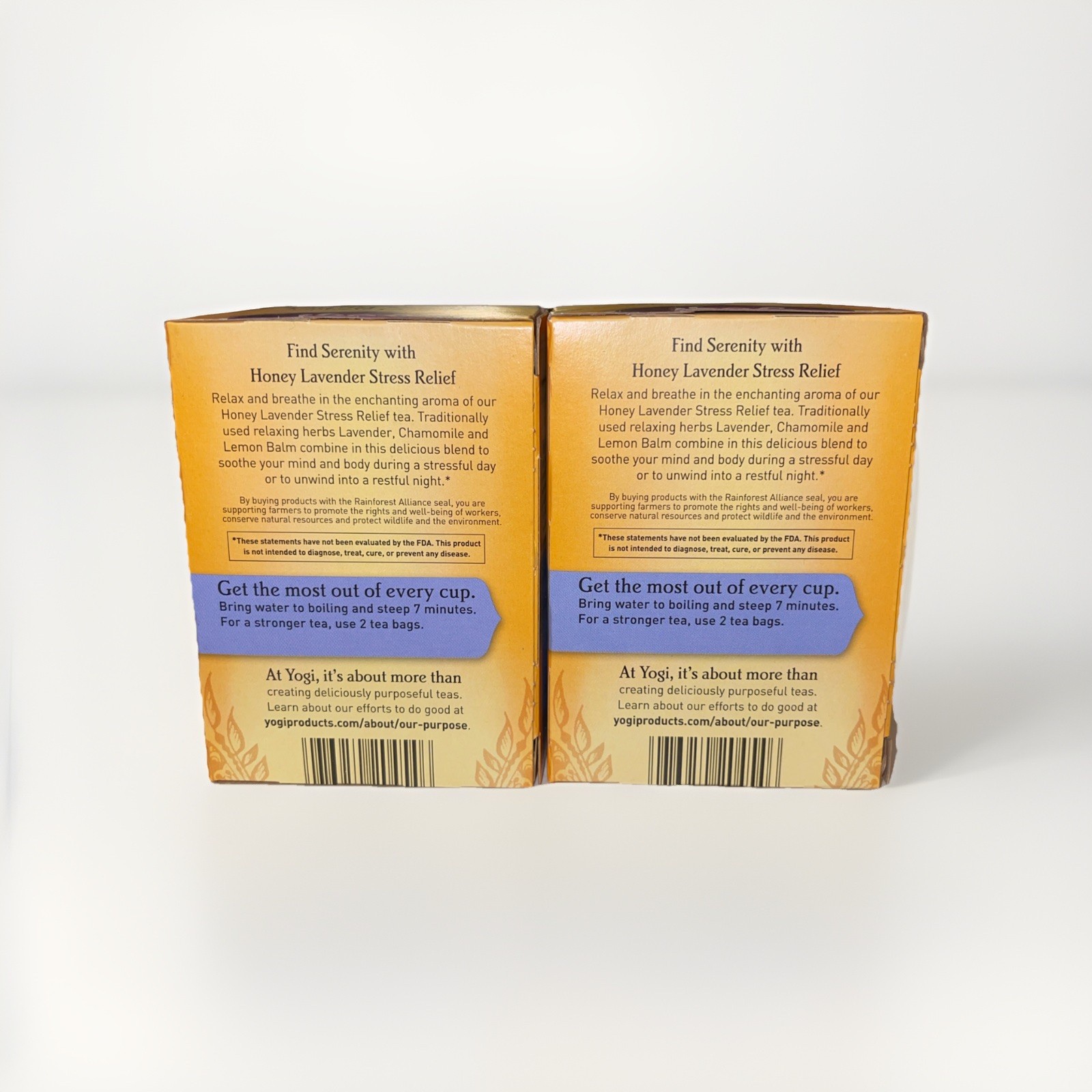 2 PACK Yogi Tea Herbal Stress Relief, Honey Lavender 16 Bags Per Box. Exp: 04/27