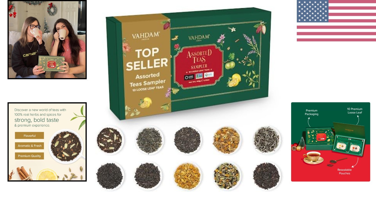 Exclusive Loose Leaf Tea Variety Pack – 10 Teas, Brew Hot & Cold for 50+ Cups
