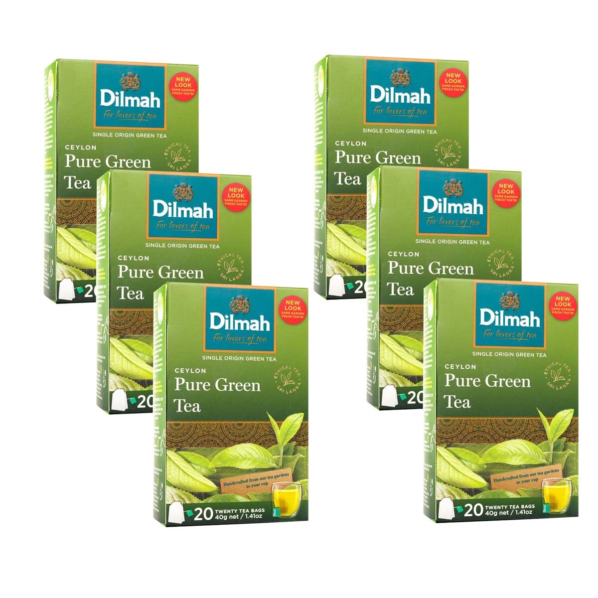 Dilmah Pure Ceylon Green Tea – 20 Tea Bags x 06 packs