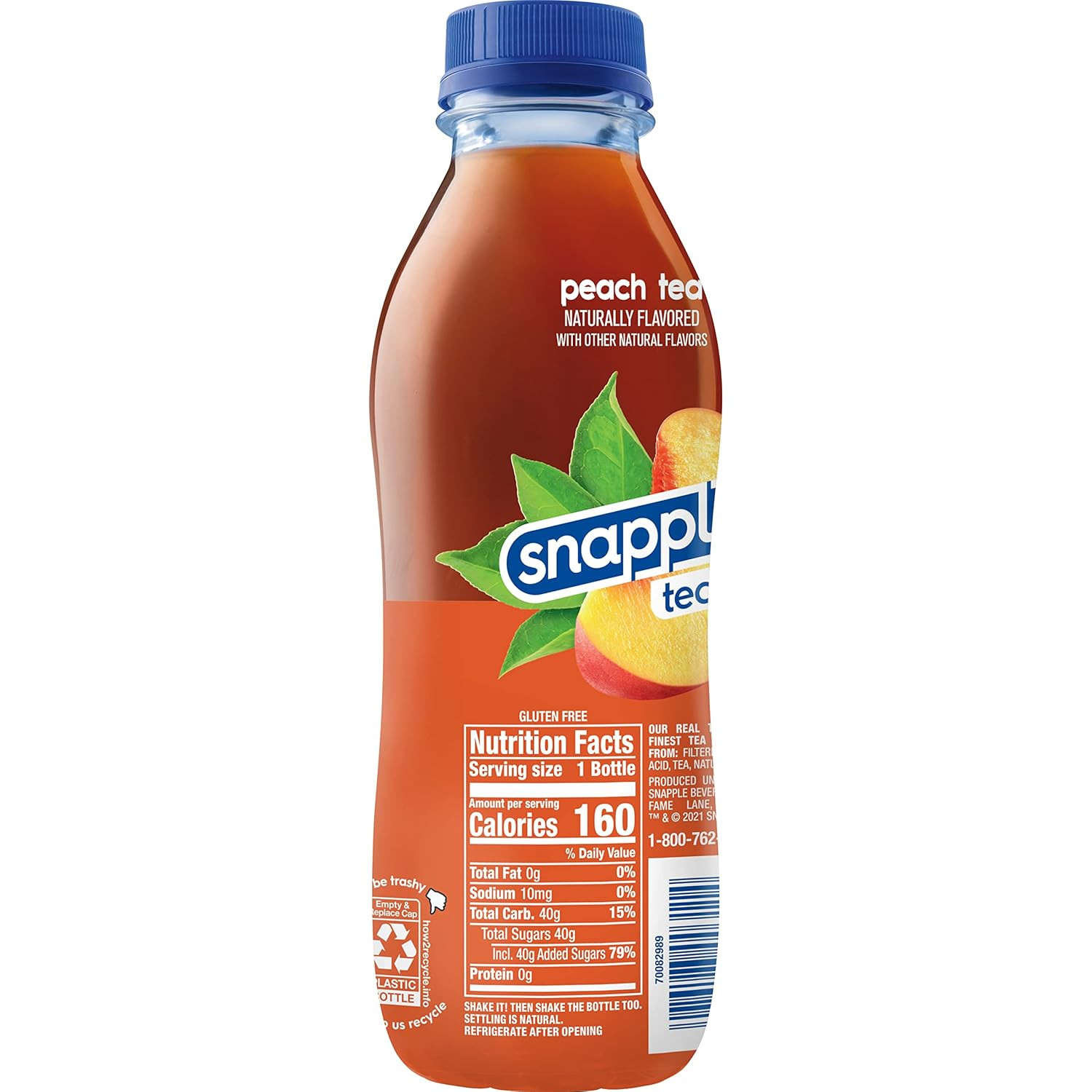 Peach Tea, 16 Fl Oz Recycled Plastic Bottle, Pack of 12