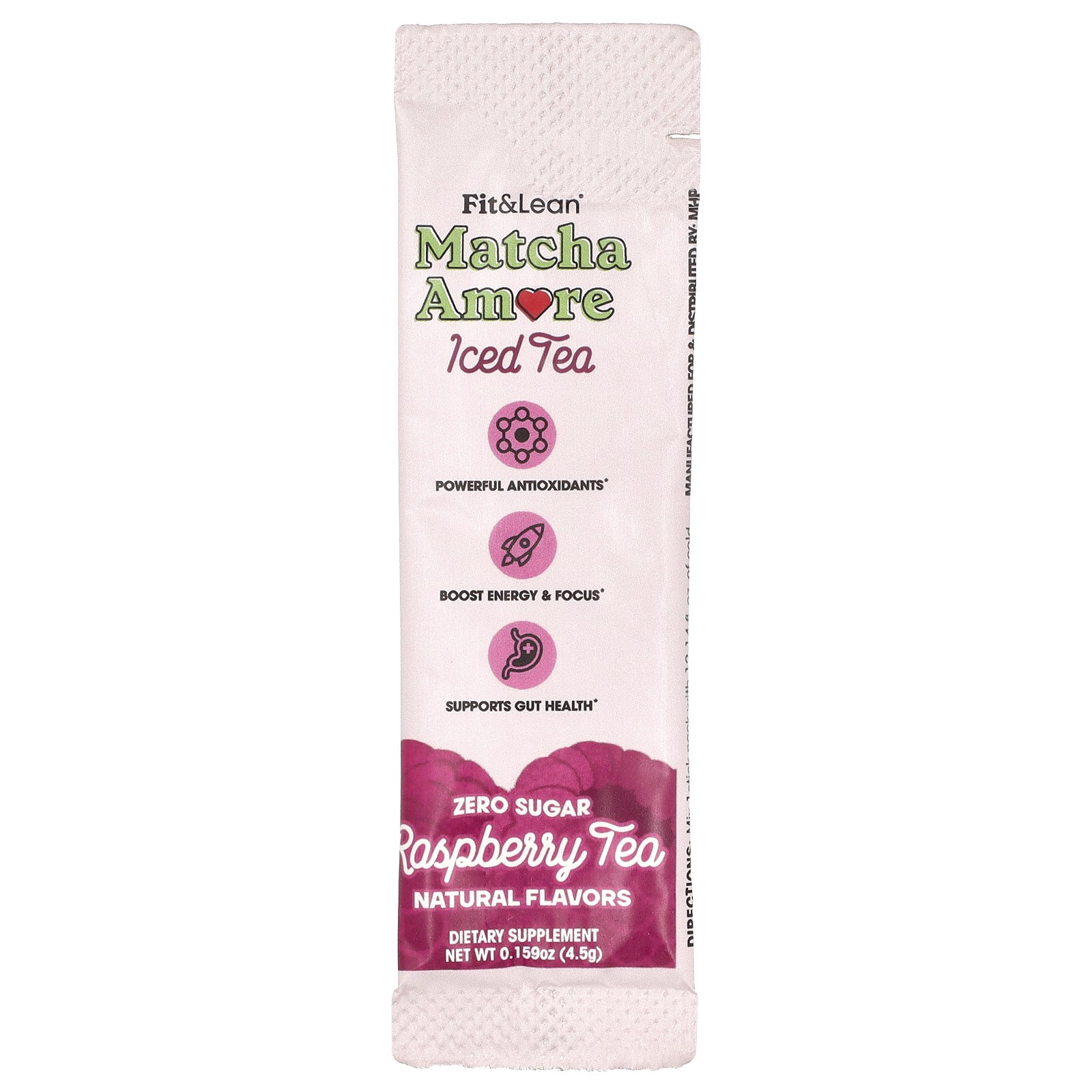 Matcha Amore Iced Tea, Raspberry Tea, 10 Stick Packs, 0.16 oz (4.5 g) Each