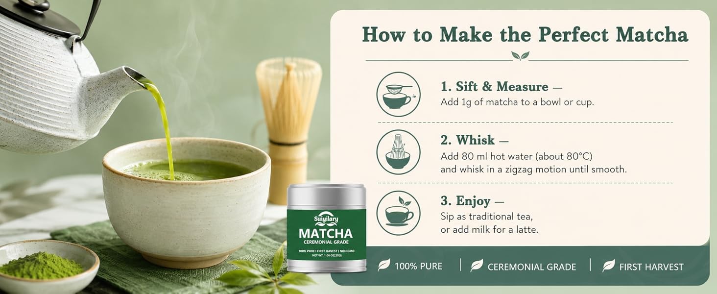 Ceremonial Grade Matcha Powder, Premium First Harvest Green Tea Powder – 100%