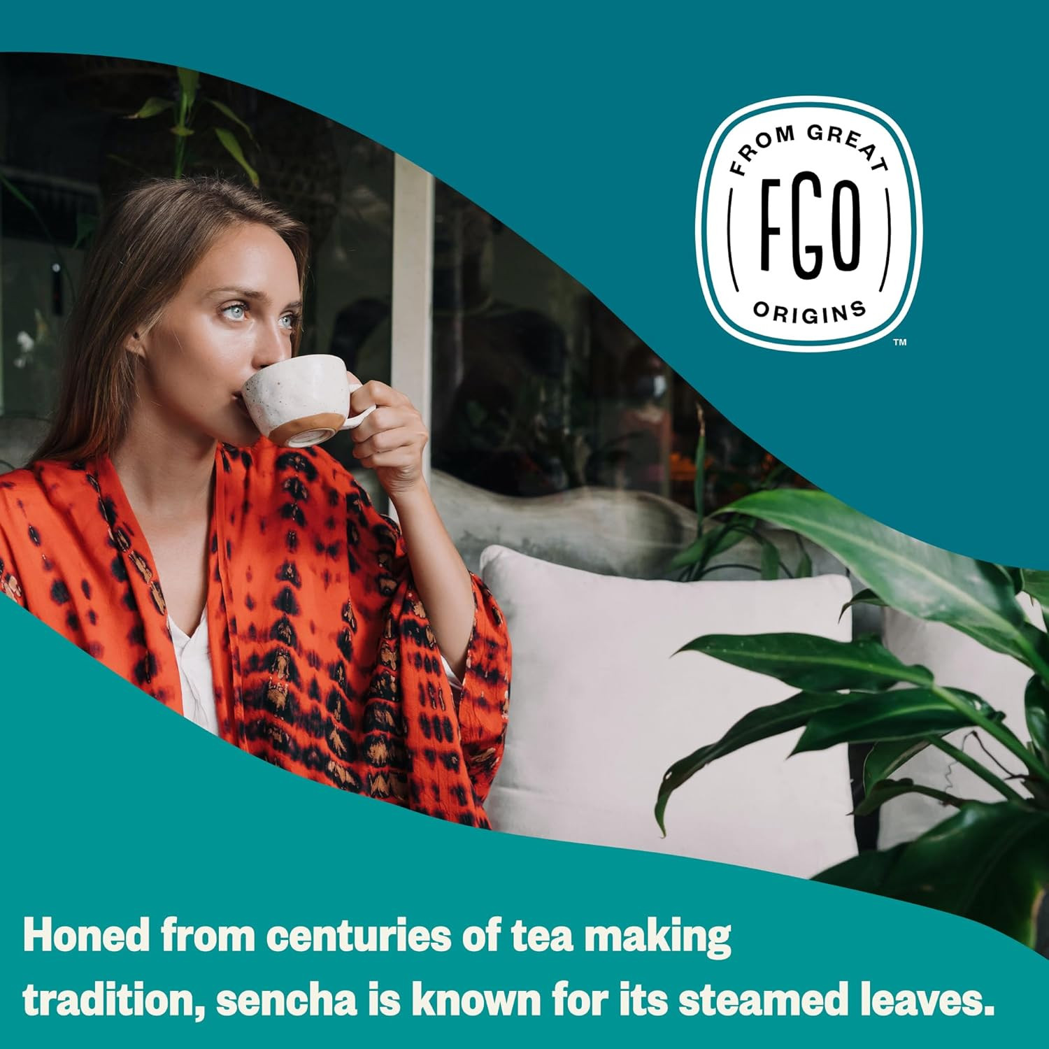 FGO Organic Sencha Green Tea Bags, Japanese Sourced, Eco Tea Bags, 100 ct