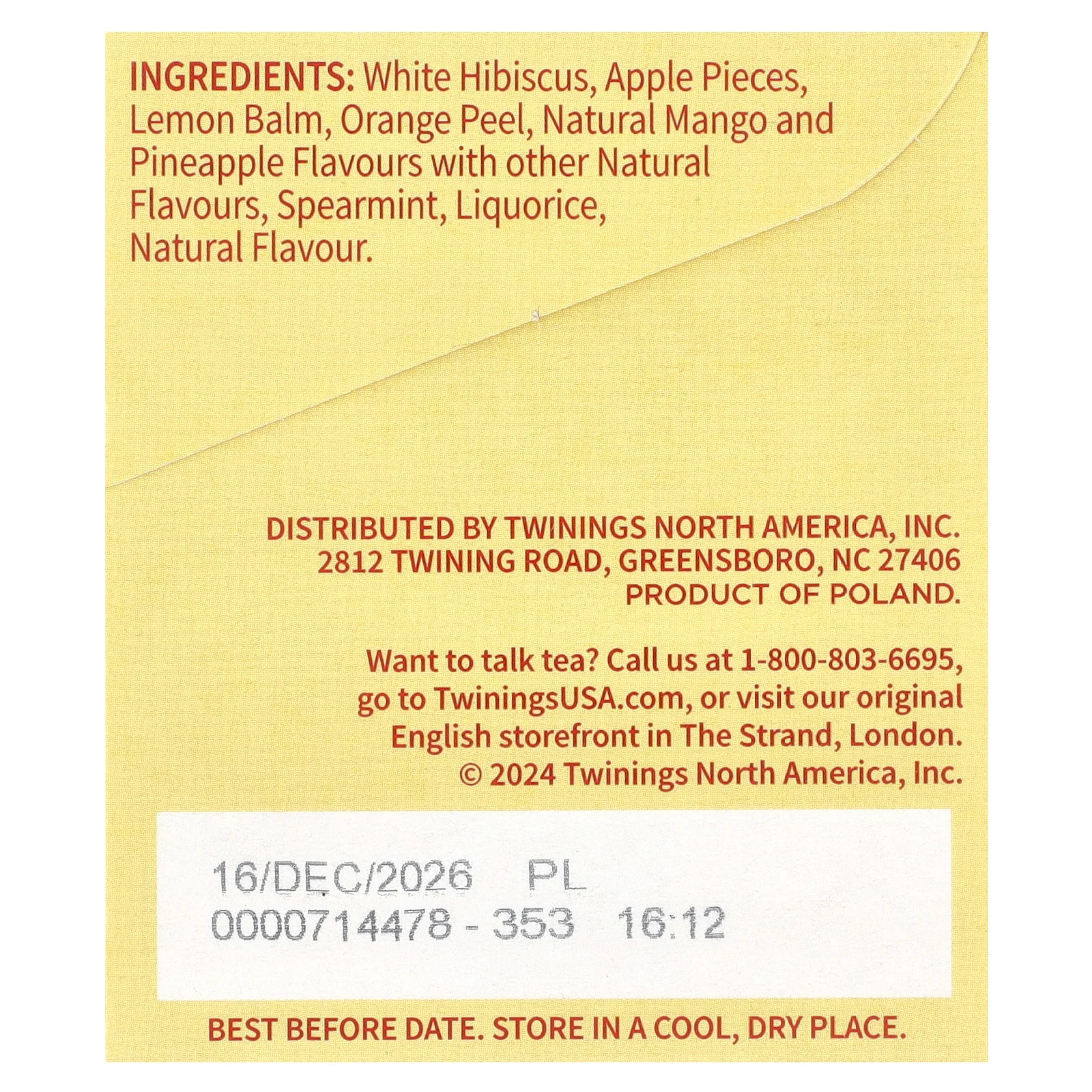 Herbal Tea, Mango & Pineapple, Caffeine-Free, 20 Tea Bags, 1.69 oz (48 g)