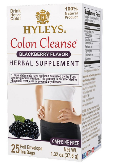 HYLEYS Colon Cleanse Tea BlackBerry Flavor – 25 Tea Bags (1 Pack)