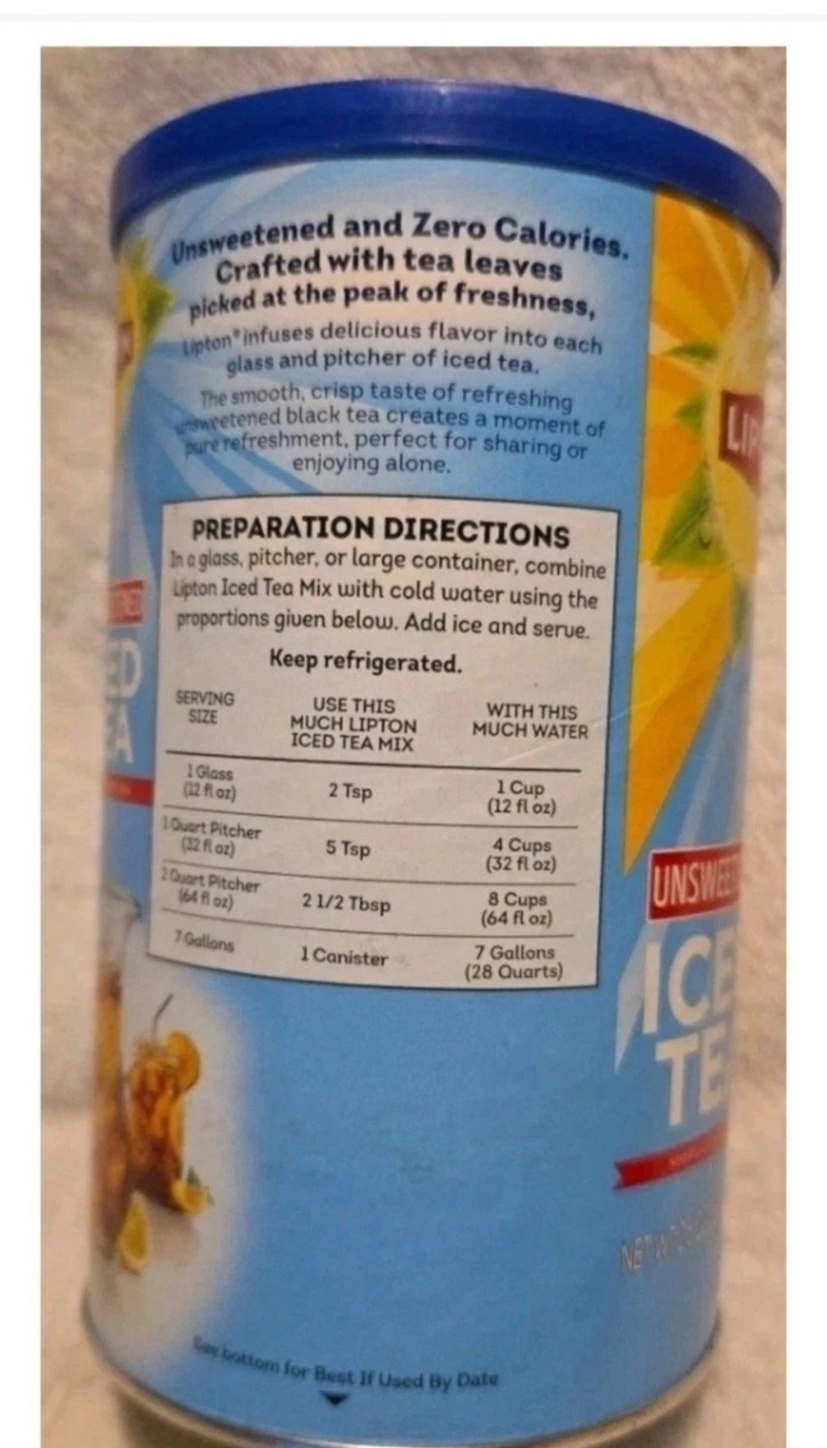 3 PACK NEW Lipton Caffeinated Unsweetened Instant Iced Tea 28 Quarts EXP. 11/26