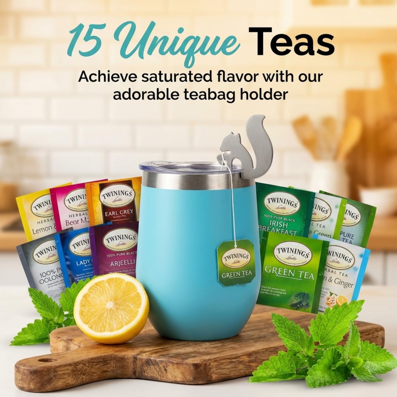 New Best Modern Elegance Tea Tumbler Gift Set for Women, Teal Free Shipping