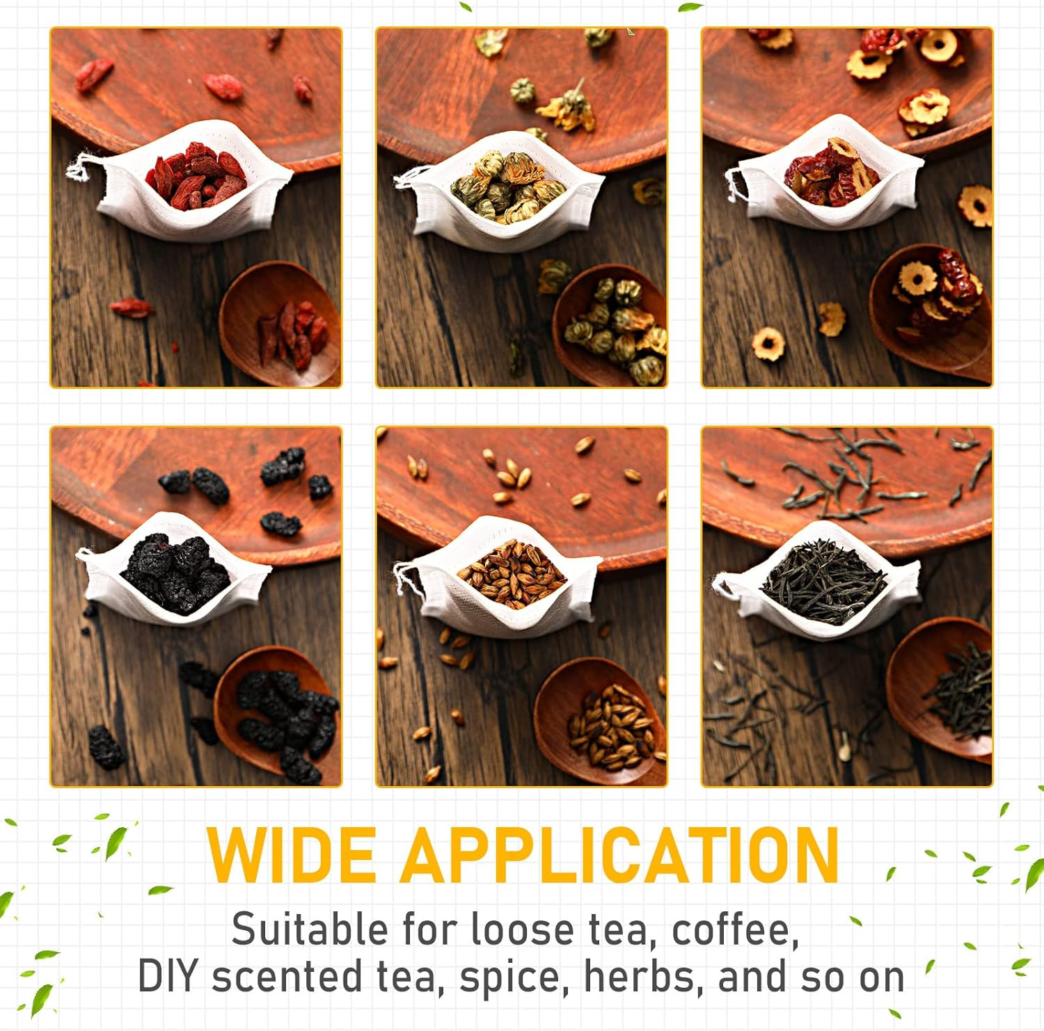 1000 Pcs Disposable Tea Bags Bulk for Loose Leaf Tea Drawstring Empty Coffee Sac