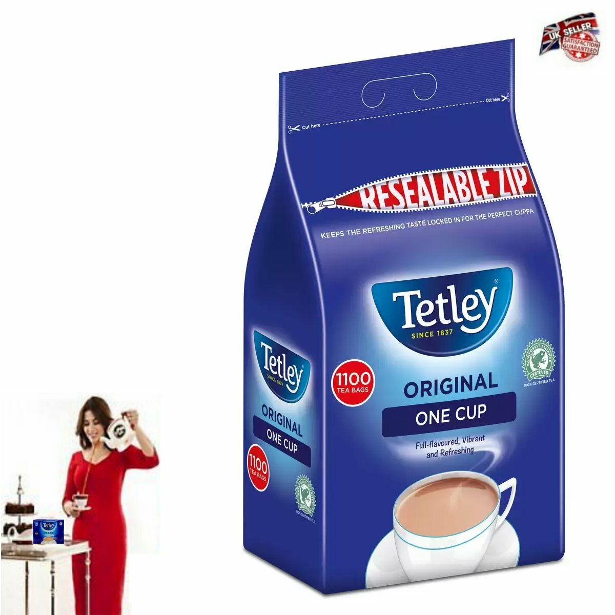 Tetley One Cup Tea Bags 1100 Bags Bulk Cuppa English Brakefast Catering Bag UK
