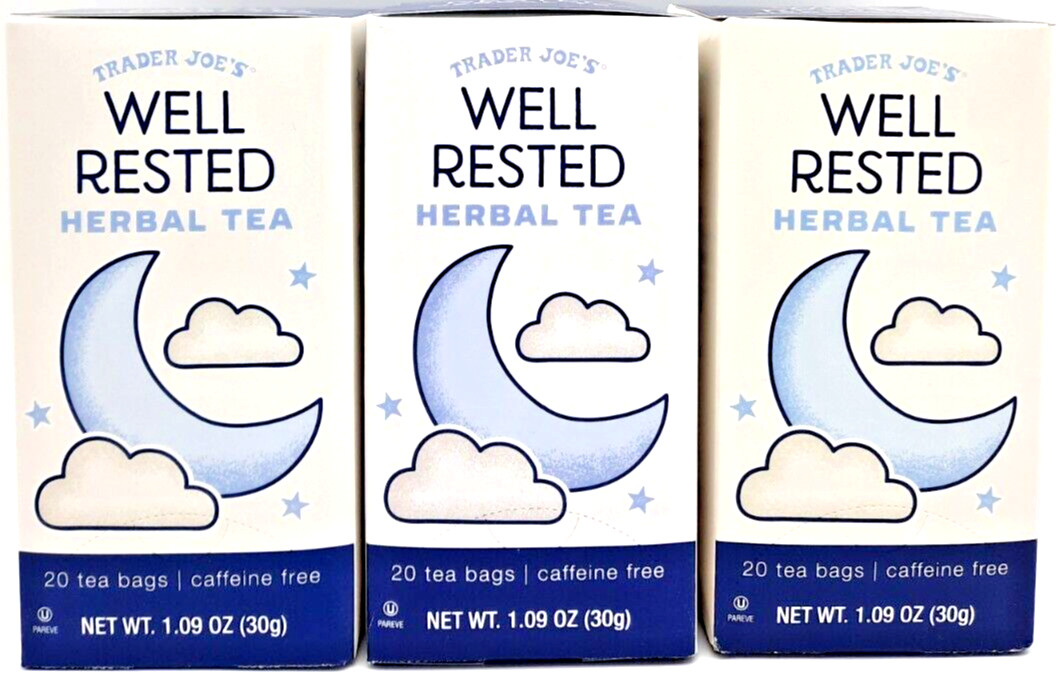 3 Packs Trader Joe’s Well Rested Herbal Tea 20 Tea Bags 1.09 oz Each Pack = 60ct