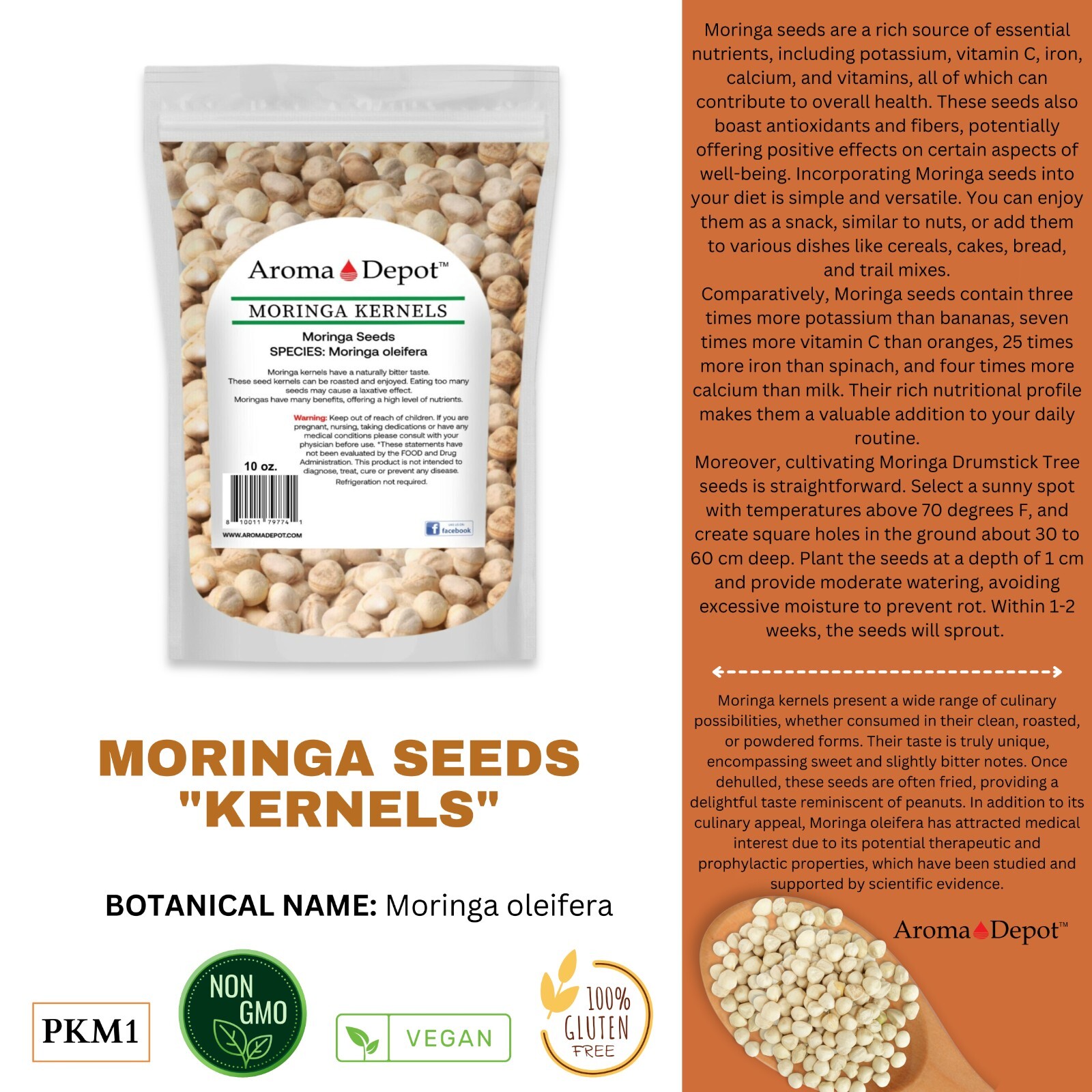 1 oz. Moringa oleifera Leaf Powder 100% Pure Natural Raw Hoja de Moringa