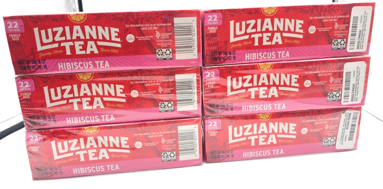 Luzianne Hibiscus Tea Family Size 22 Bags Pack of 6 47900-32201