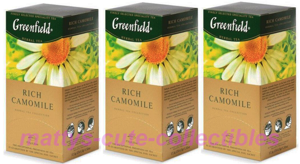Greenfield Herbal Tea Rich Camomile SET of 3 BOXES X 25 = 75 Total US Seller