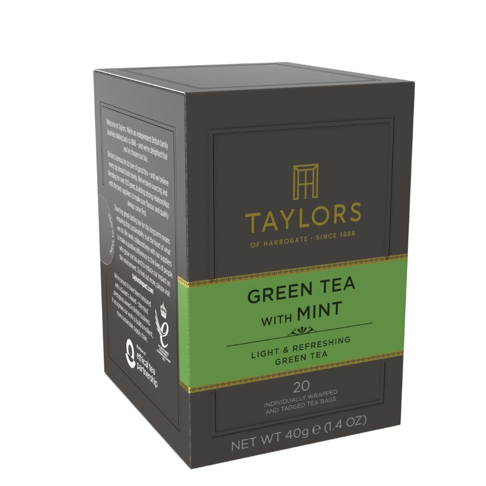 Green Tea with Mint, Individually Wrapped Bags, 20 Count (Pack of 6), Refreshing