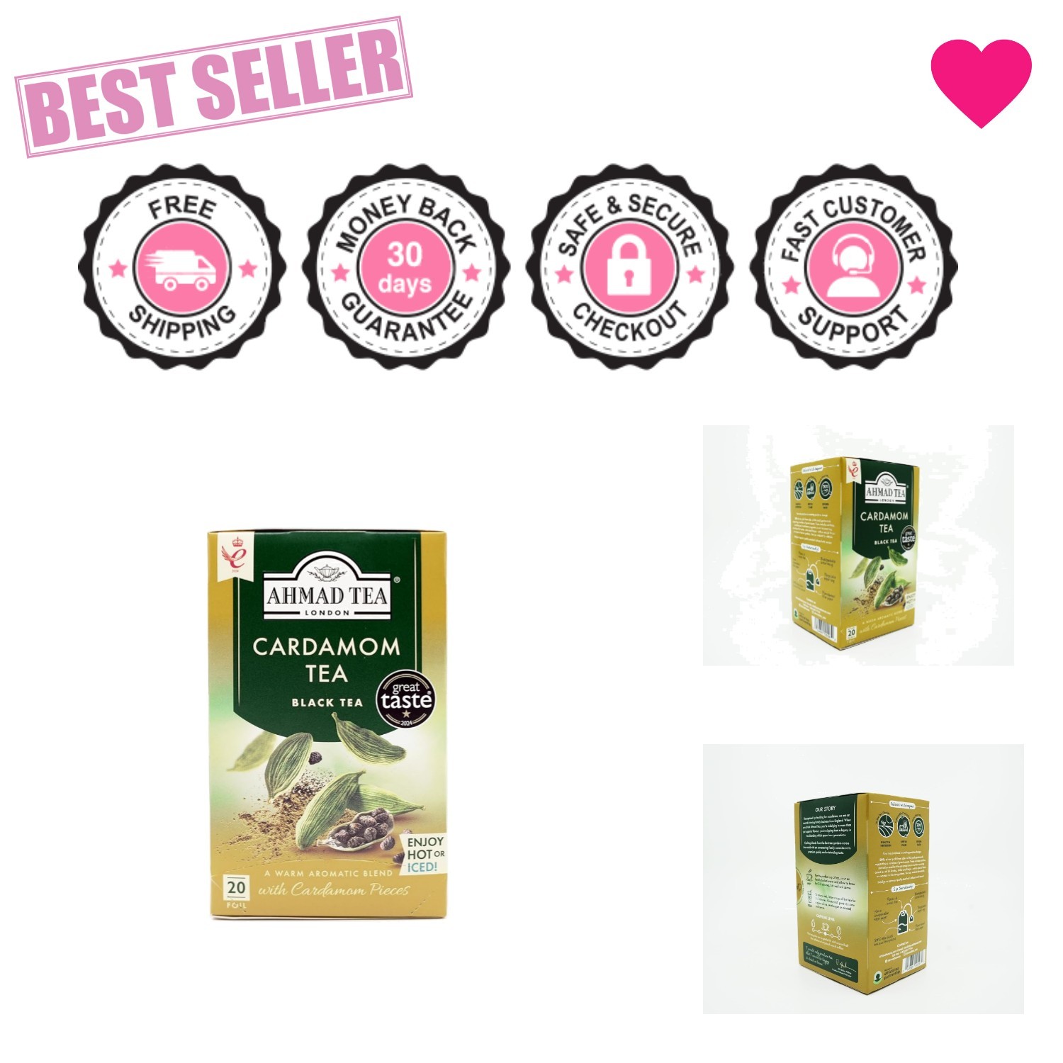Exquisite Cardamom Black Tea Teabags – 20 Count, Heart & Immunity Boost