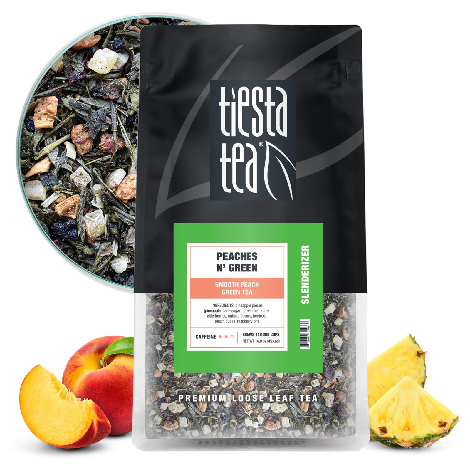 Tiesta Tea – Peaches N´ Green, Smooth Peach Green Tea, Bulk Pouch – 200 Cups