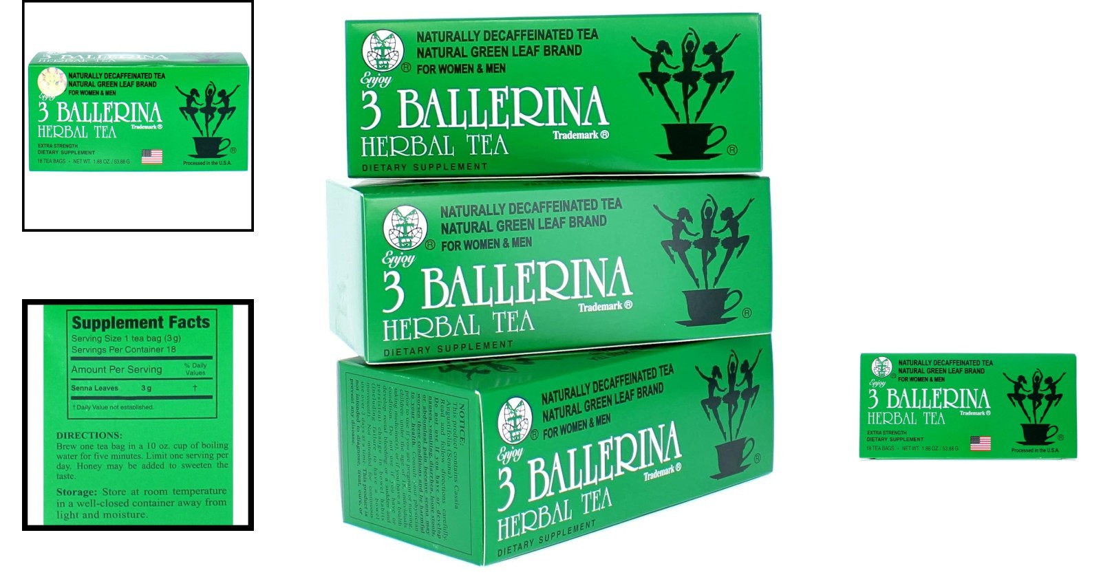 Extra Strength Green Detox Tea Bags Pack of 3 for Weight Loss