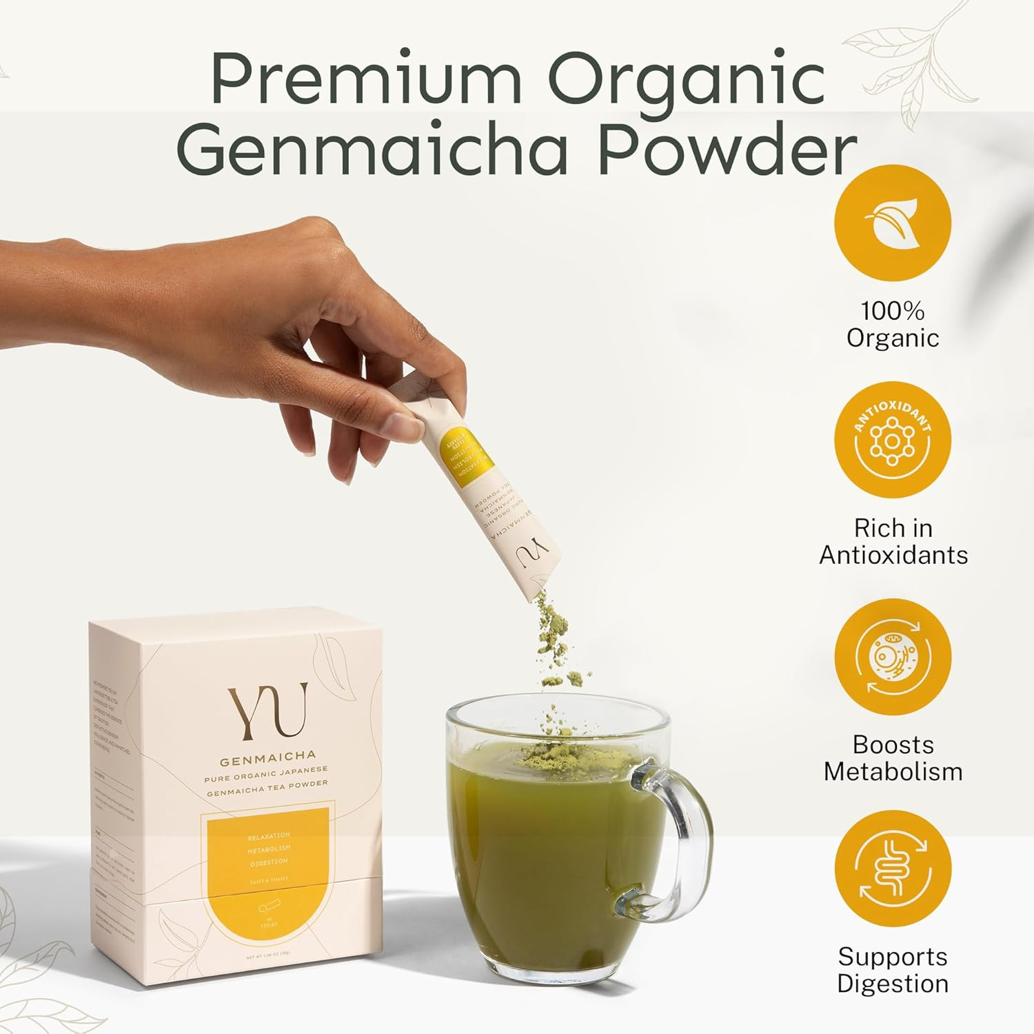 Organic Genmaicha & Sencha Green Tea Powder – 175 Servings, Resealable Pouch