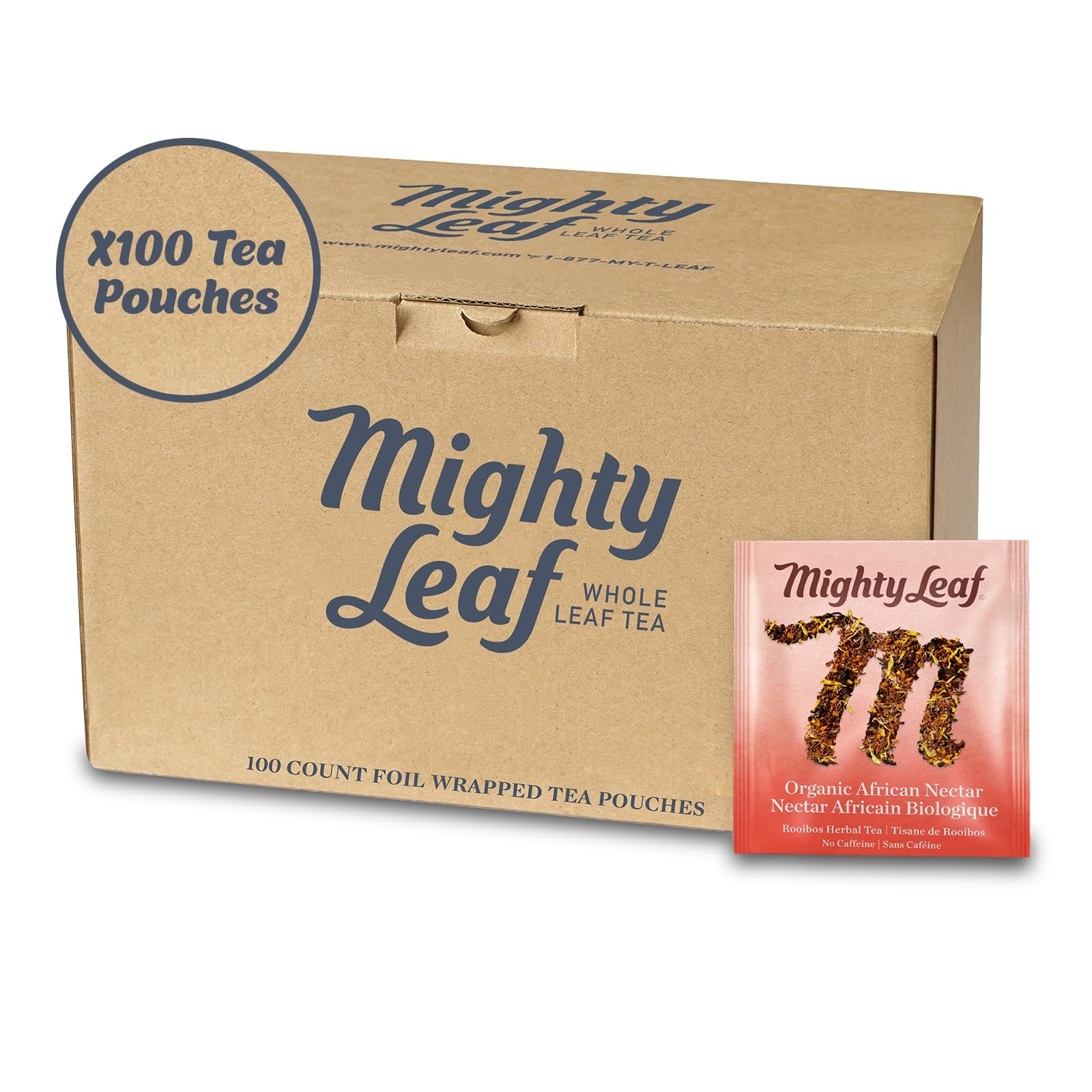 Mighty Leaf Organic African Nectar Herbal Tea – 100 Count Biodegradable Silk …