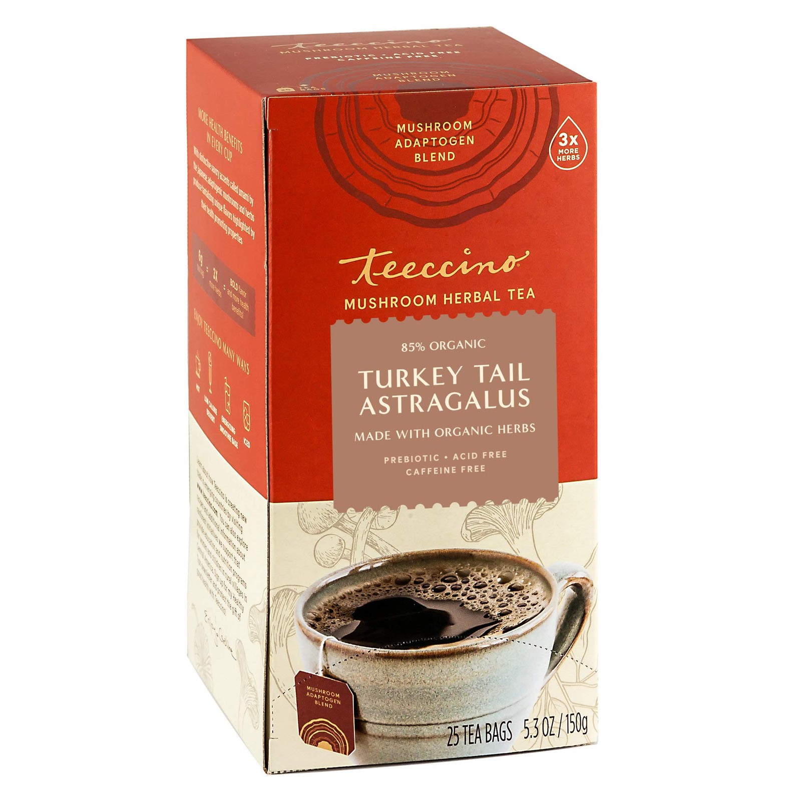 Mushroom Herbal Tea Turkey Tail Astragalus Toasted Maple Caffeine Free, Pre…