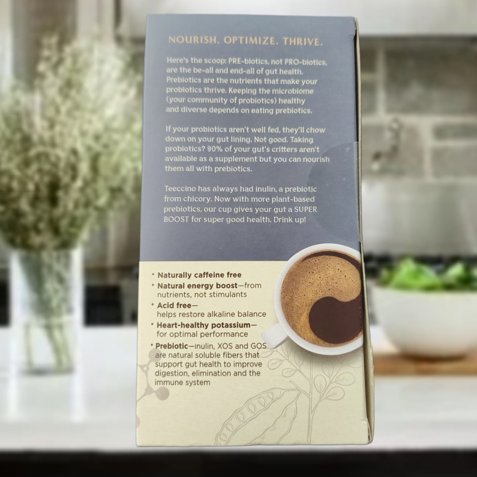 Teeccino Dark Chocolate Prebiotic Organic Herbal Tea 25 CT Gluten Free