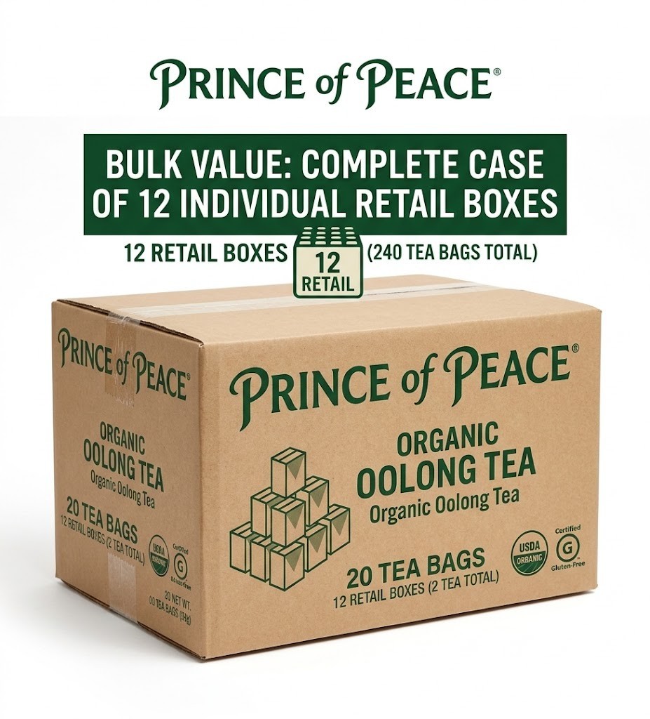 Prince of Peace Organic Oolong Tea 20 Bags Pack of 12 Bulk Case Total 240 Packet