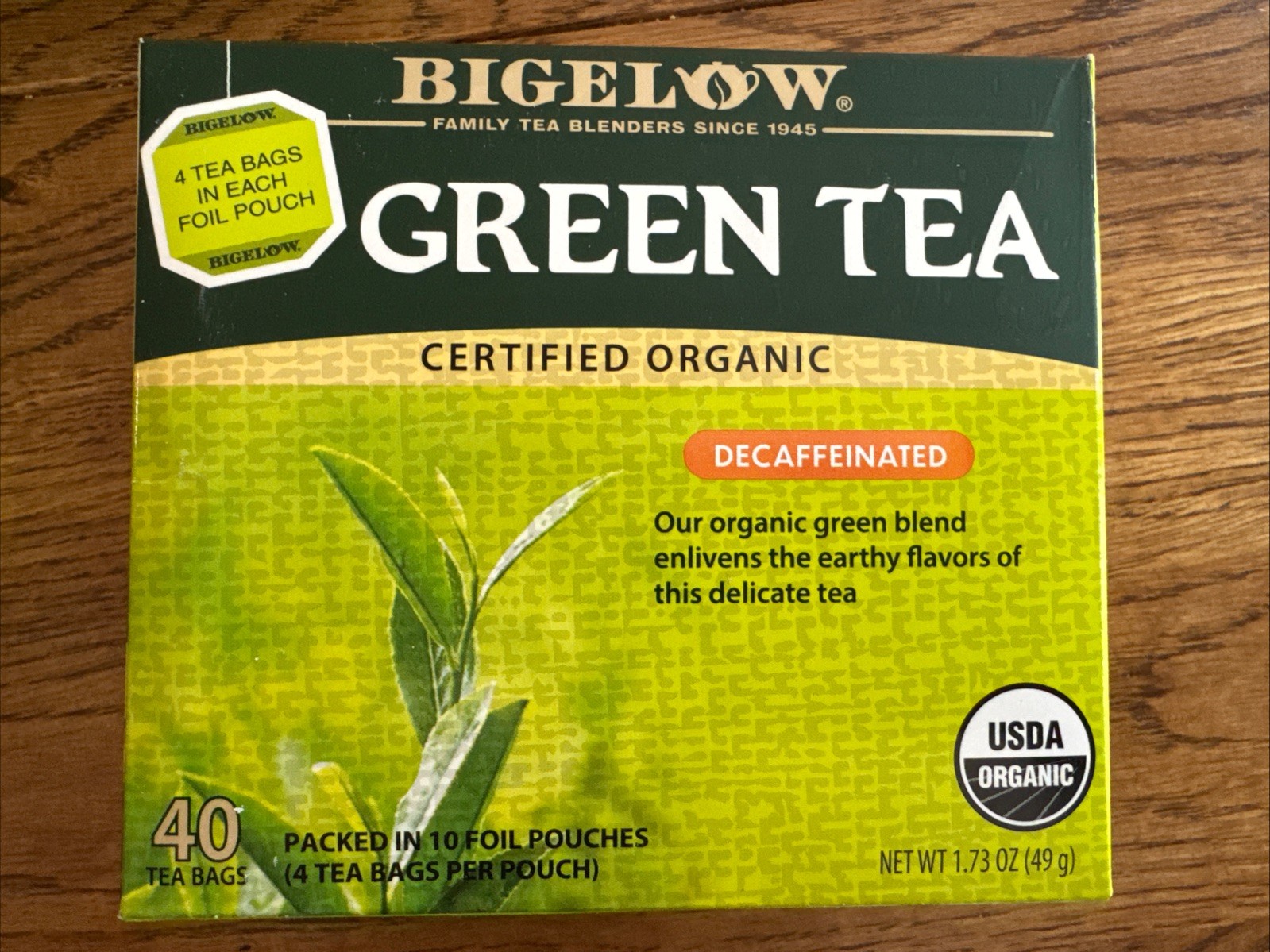 Bigelow Organic Decaf Green Tea 240 Tea Bags – 6 Packs of 40 Count Exp 5/27+