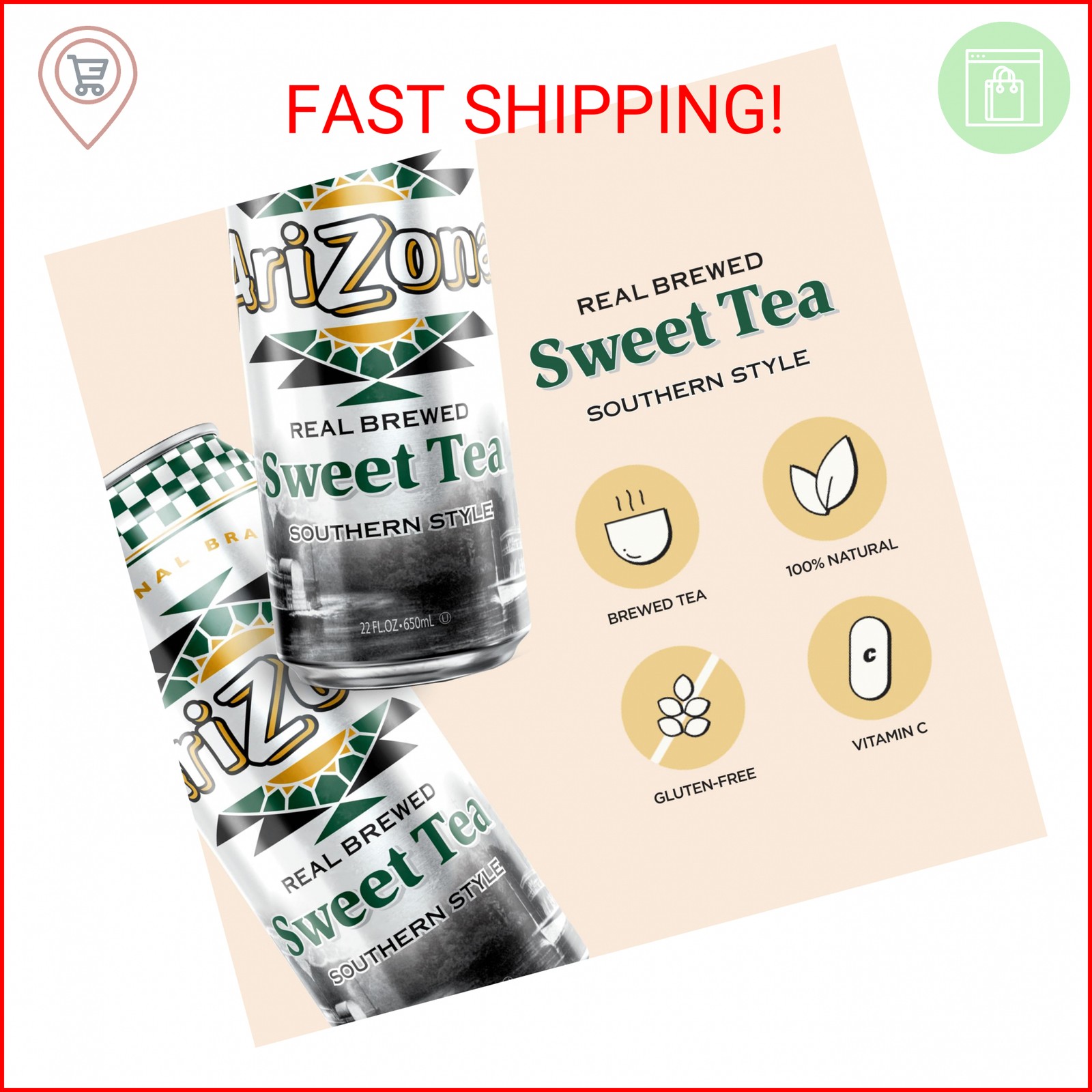 Arizona Sweet Tea – Big Can, 22 Fl Oz (Pack of 12)