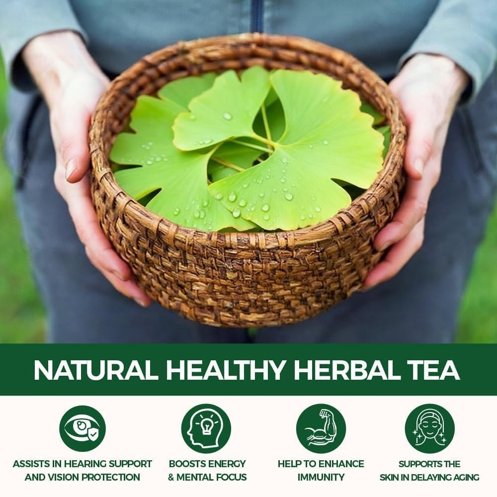 Ginkgo Biloba Tea Bags Pure Herbal Brain Support Memory Focus 50 bags