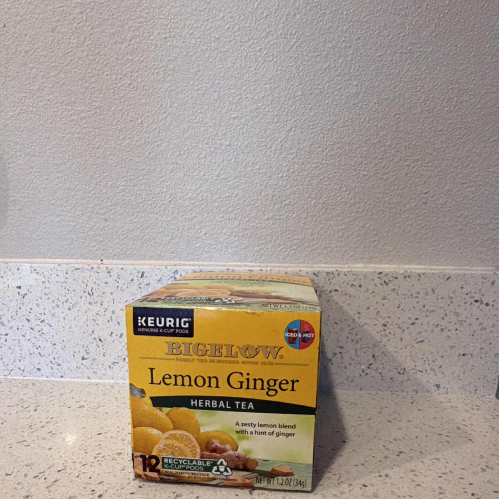 Bigelow Lemon Ginger Herbal Tea Pods 12 Pack Herbal/Tisane K-Cup Pantry